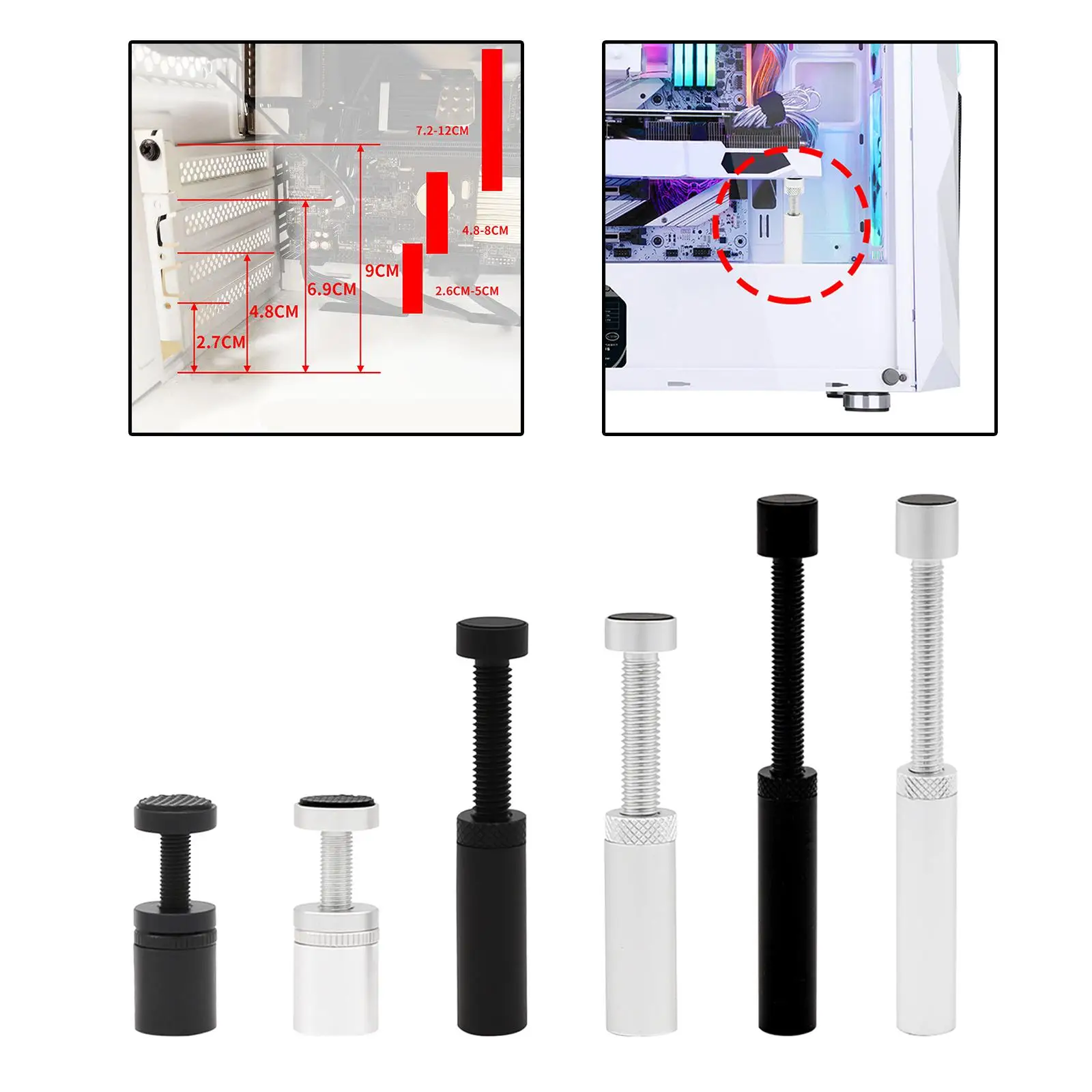グラフィックスカードホルダー磁気吸引耐久性のある高さ調整可能コンピュータ用
