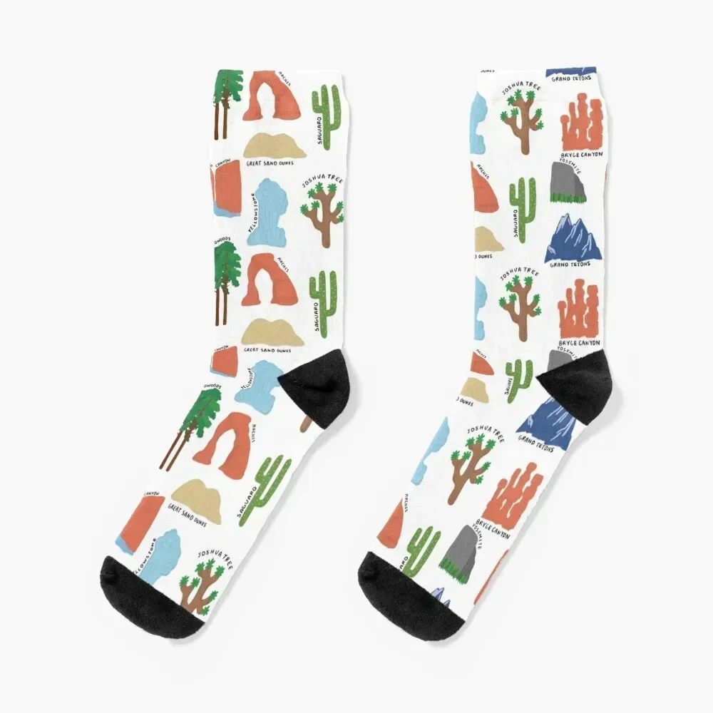 

National Parks Print Socks soccer anti-slip valentine gift ideas Stockings compression cute Women Socks Men's