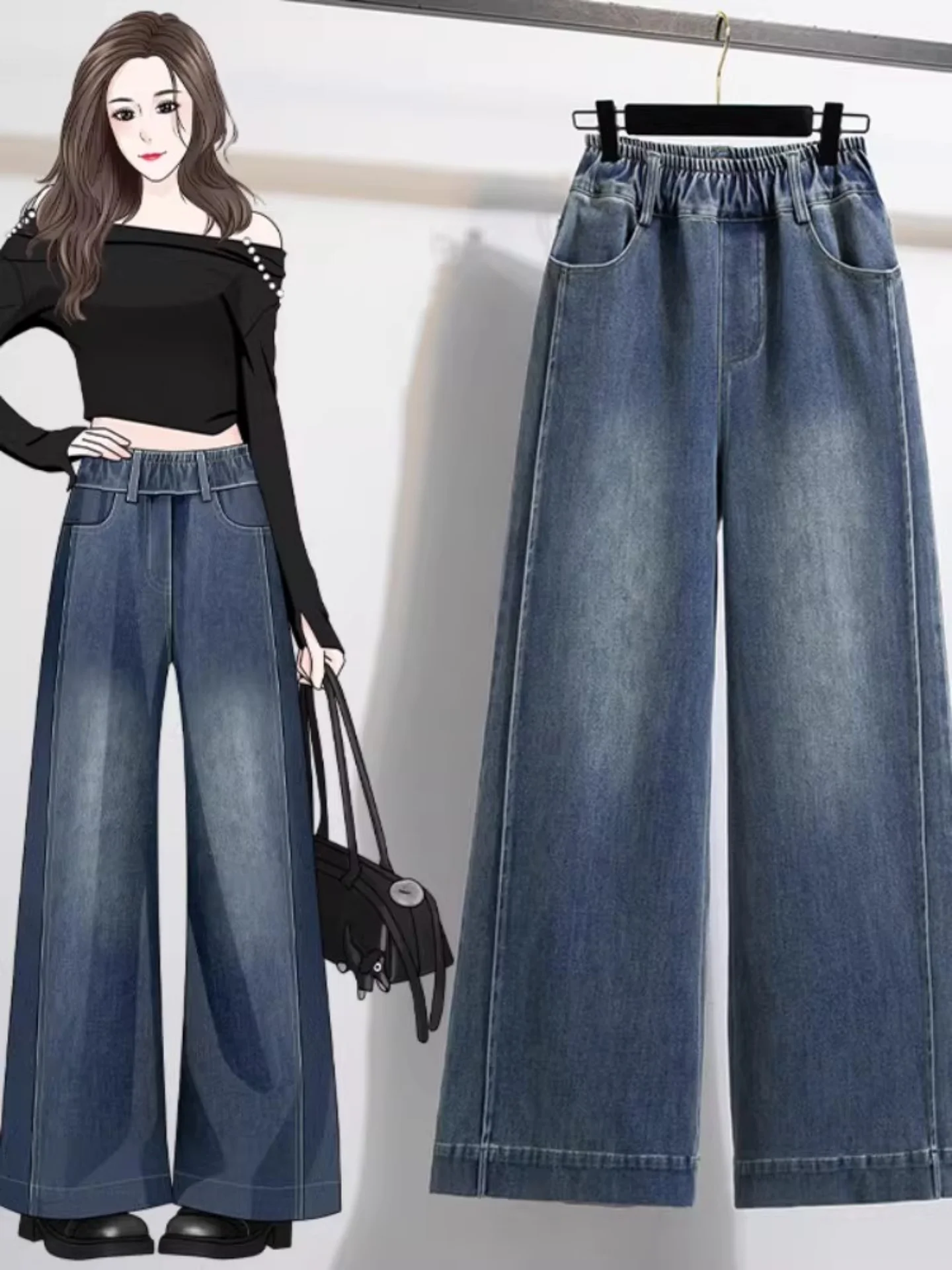 

Slimming Wide Leg Jeans for Women High Waist Commute Sle Spring 2026 Trendy plus Size Versatile Denim Pants Pear ape Body