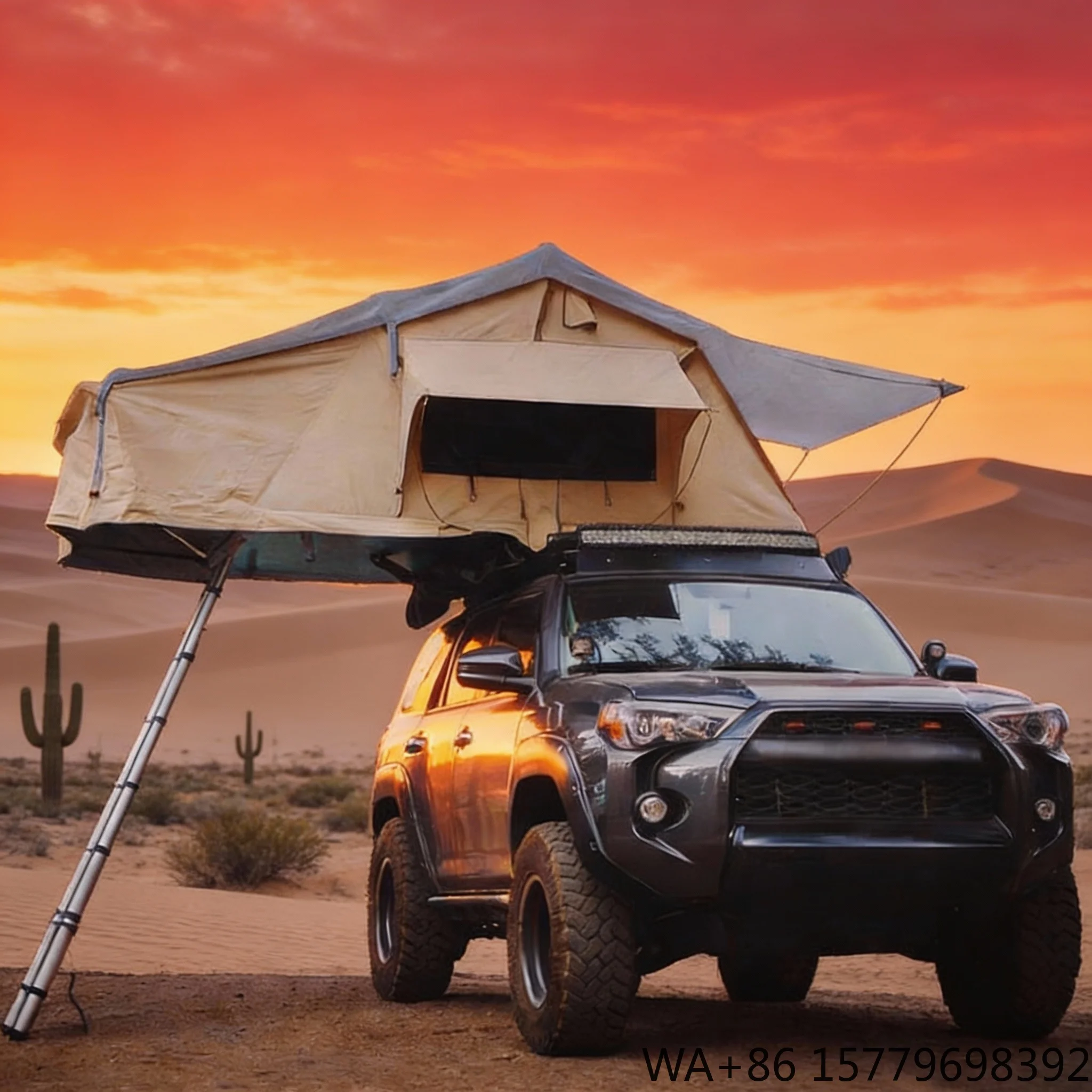 4 Season Double-layer Roof Top Tent Camouflage 420D Ripstop Oxford Thickened Waterproof Quick Opening Outdoor Self-driving