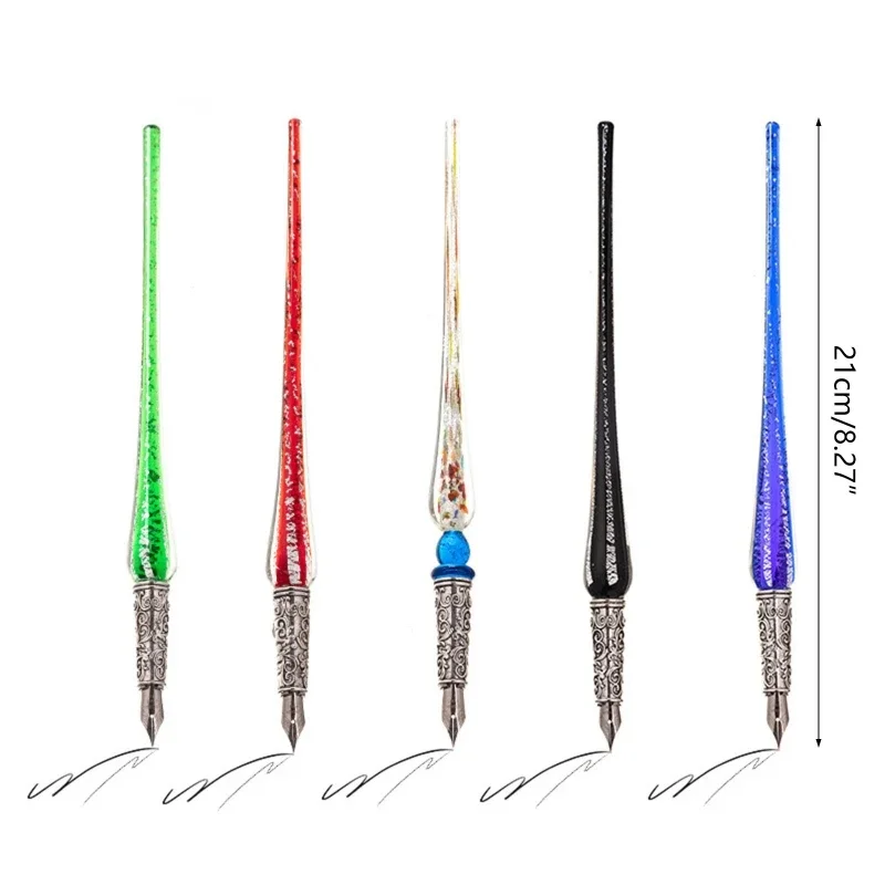 

Наборы стеклянных ручек в стиле ретро с 2 сменными наконечниками и чернилами, антикварная ручка в подарок для готической F19E