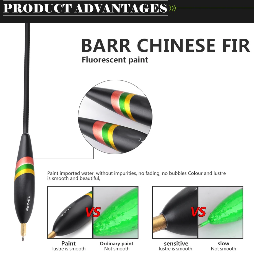 

Wood Fishing Floats (5pcs Mixed) - Vertical Buoys With Sinkers, Large Buoyancy & Thick Tips For Coarse Fishing