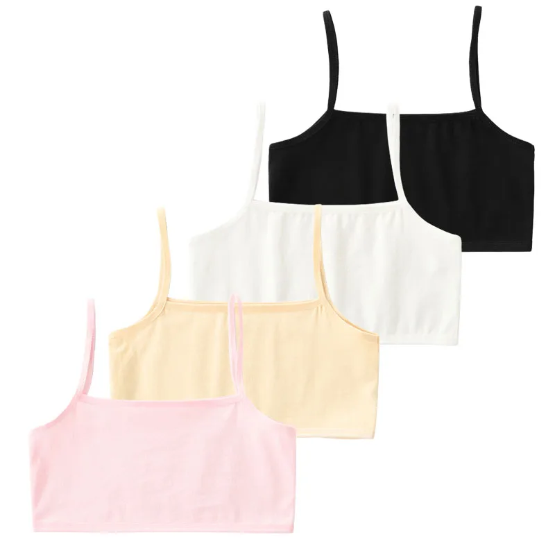 4 Pcs/Lot Wireless Kids Training Bras Children Breast Care Girls Bras Cotton Adolescent Girls Underwear Young Child Sports Bras