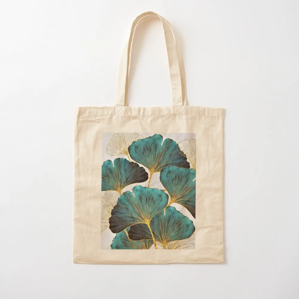 Blue ginko leaves Tote Bag reusable shopping bag Women's shopping bag custom canvas custom tote