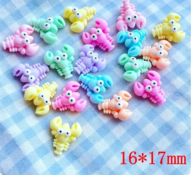 20pcs New Cute Resin Mini Cartoon Crayfish Flat Back Cabochon Scrapbook Kawaii DIY Embellishments Accessories