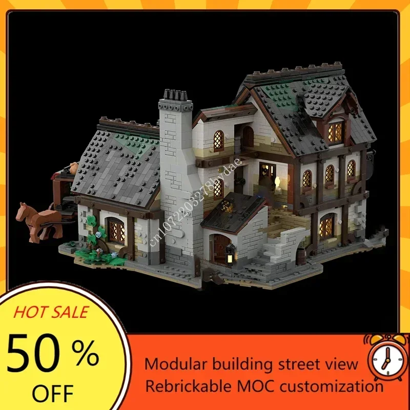 3443PCS Customized MOC Medieval Tavern Model Custom Puzzles Technology  DIY Creative Assembly Toys Holiday Gifts
