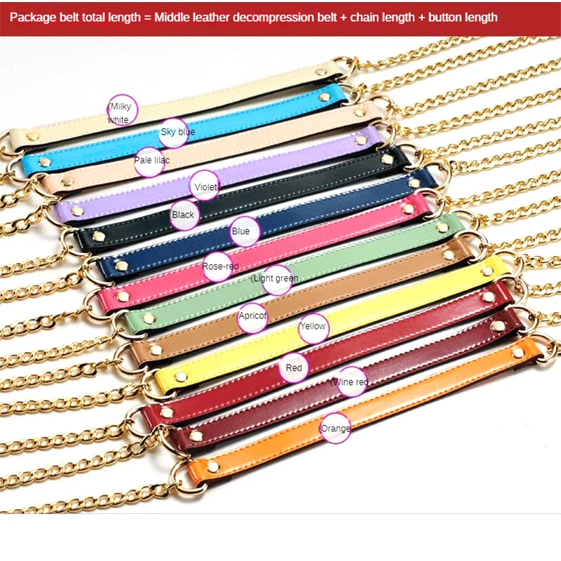 120cm Shoulder Bag Straps PU Leather+Metal Chain Handbag Handle For Women Handbags DIY Chain Strap Replacement Bag Accessories