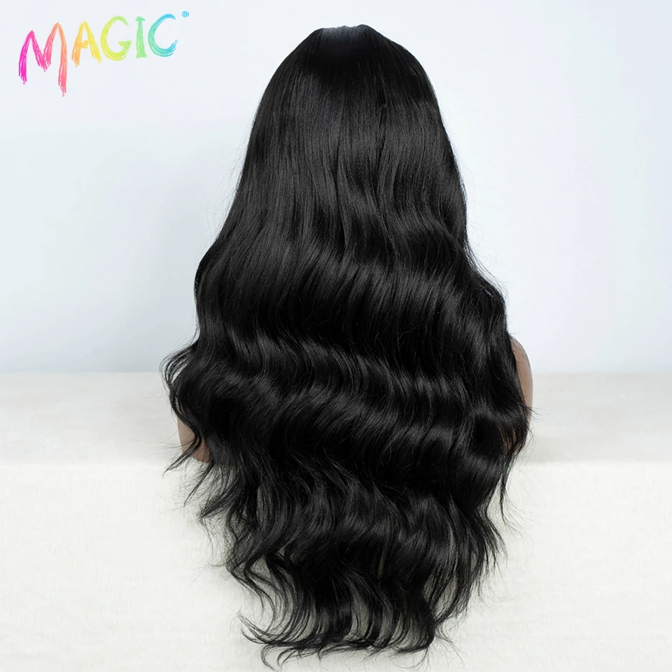 Magic Synthetic Lace Front Wigs For Women 28“ Highlight Honey Brown Body Wave Wig Ombre Blonde Lace Wig Synthetic Cosplay Wig