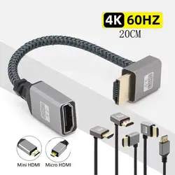 4K60Hz HDMI Male To Female Extension Cable Micro/Mini HDMI-Compatible adapter left/right/up/down Extender Wire Cord