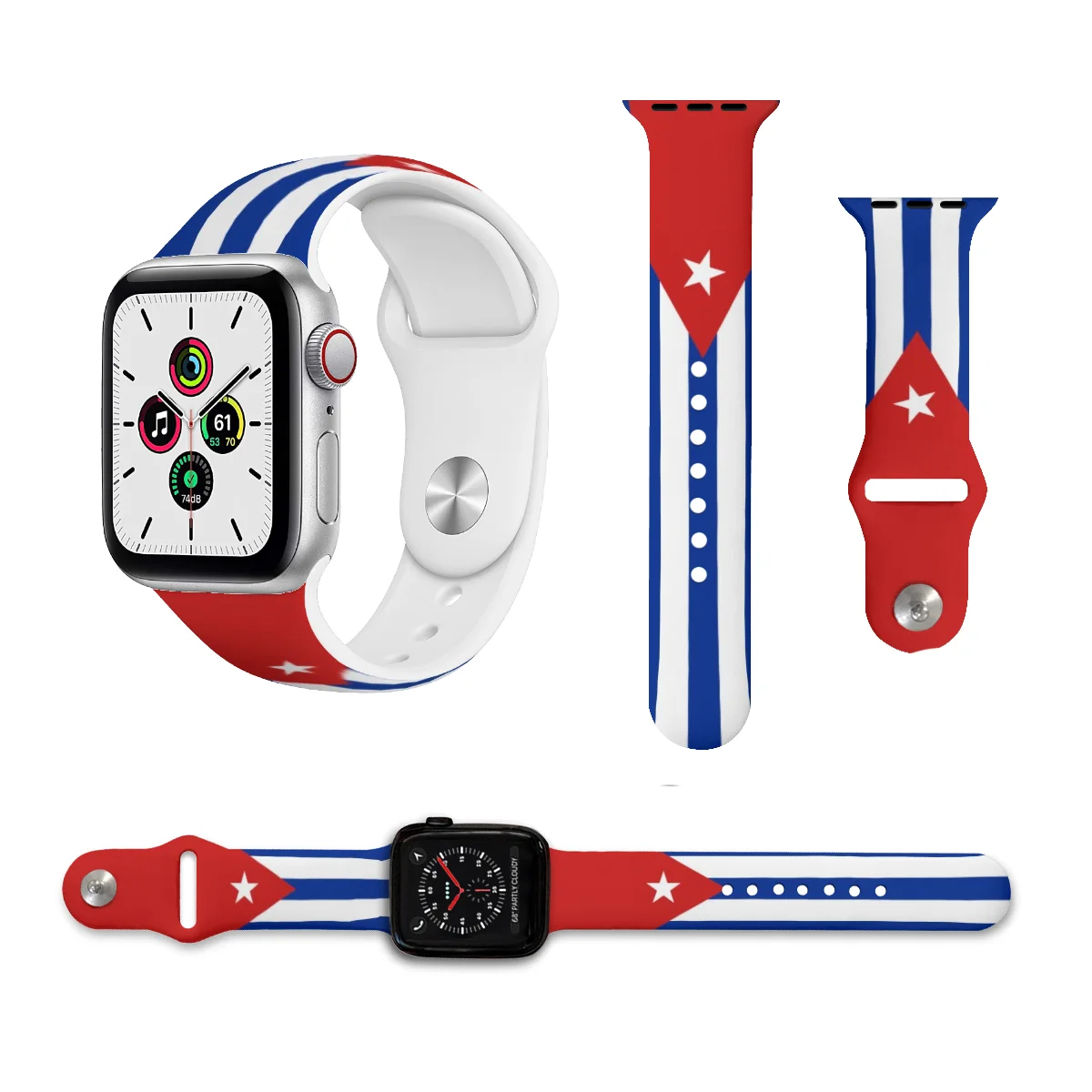 Unisex  Flag of Cuba 3D Printing Sport Strap for Apple Watch Band Ultra 2 Silicone WatchBand for Iwatch Series 9 8 7 6 SE 5 4