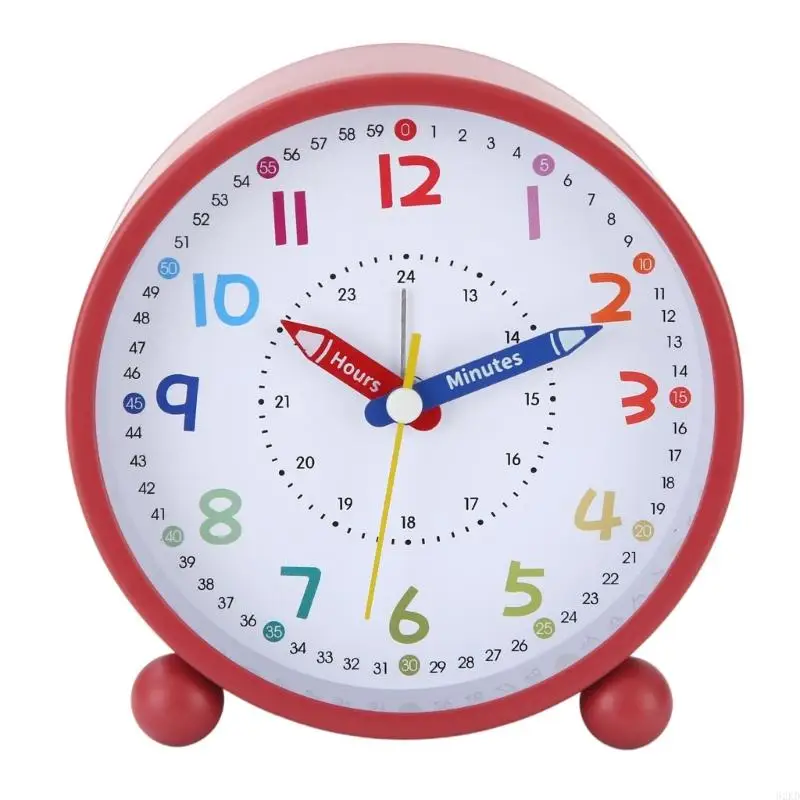 62KD Colorful No Ticking Alarm Clock Analog Learning Clock For Children Students With Clear Number And Night Light Function