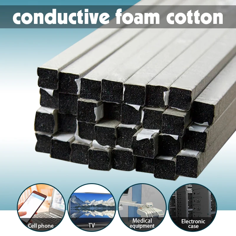 1M Conductive Foam Conductive Cotton Omnidirectional Conductive Cloth Shielding Foam EMI Electromagnetic Shielding Strips Sponge