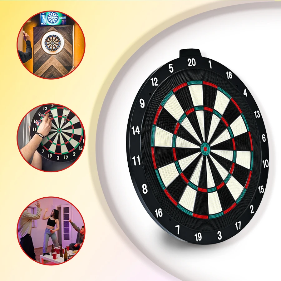 18-Inch Plastic Dart Board with 6 pcs Beautiful Darts for Indoor and Outdoor Gaming Sports Safety Practice