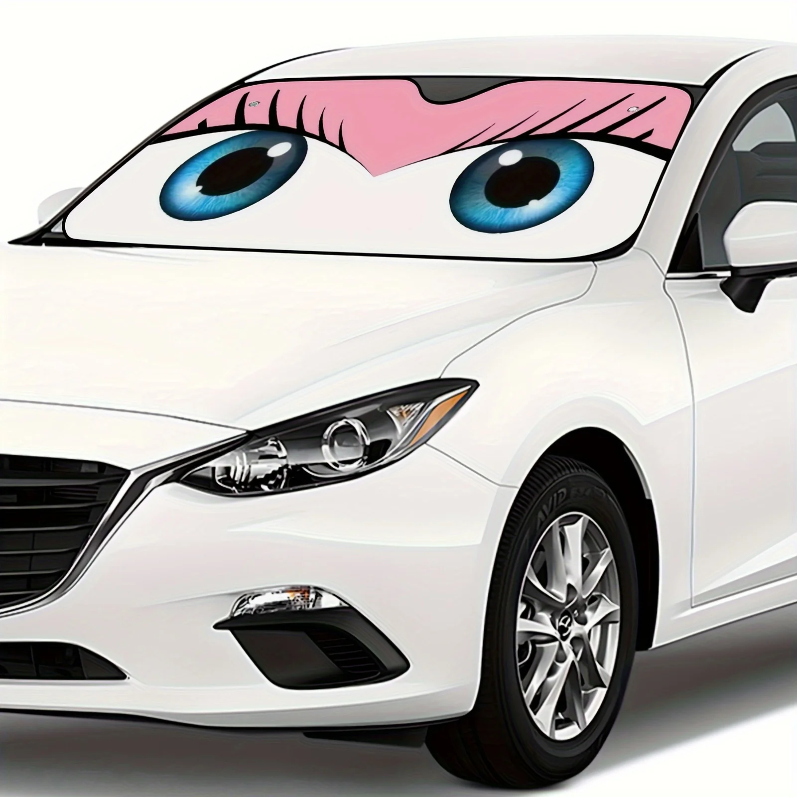 

1 шт. Автомобильный солнцезащитный козырек с милыми глазами и розовыми бровями — солнцезащитный козырек с защитой от ультрафиолета для автофургона и внедорожников, переднее лобовое стекло, свернутый полиэстер