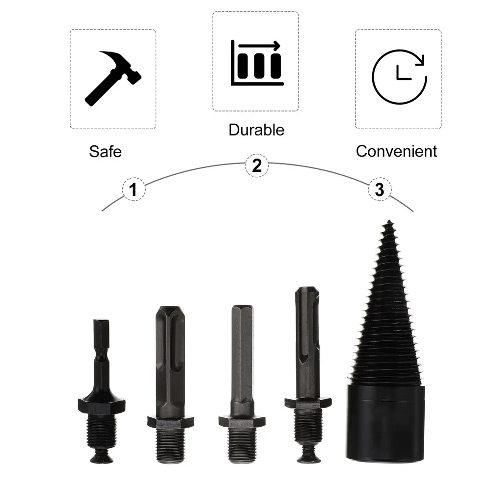 

1Set Wood Drill Bit Set High Hardness Steel Splitter Cone Sharp Firewood Log Splitting Drill Bit Efficient Heavy Duty Kindling