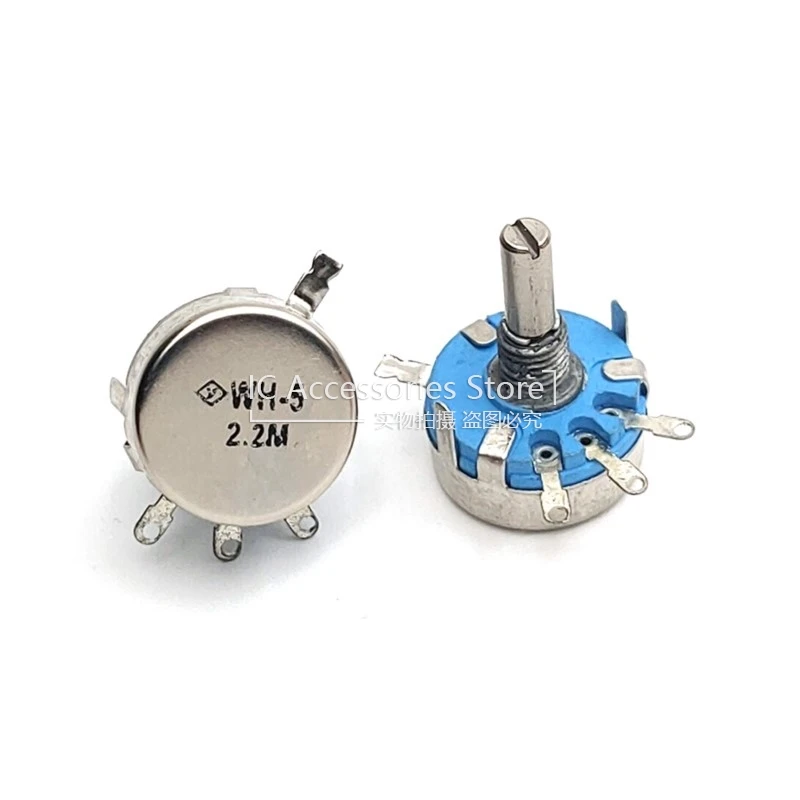 

5PCS WH5-1A 2.2M Carbon Film Potentiometer 3Pin Adjustable Resistance Single Turn Potentiometer Round Shaft 16MM