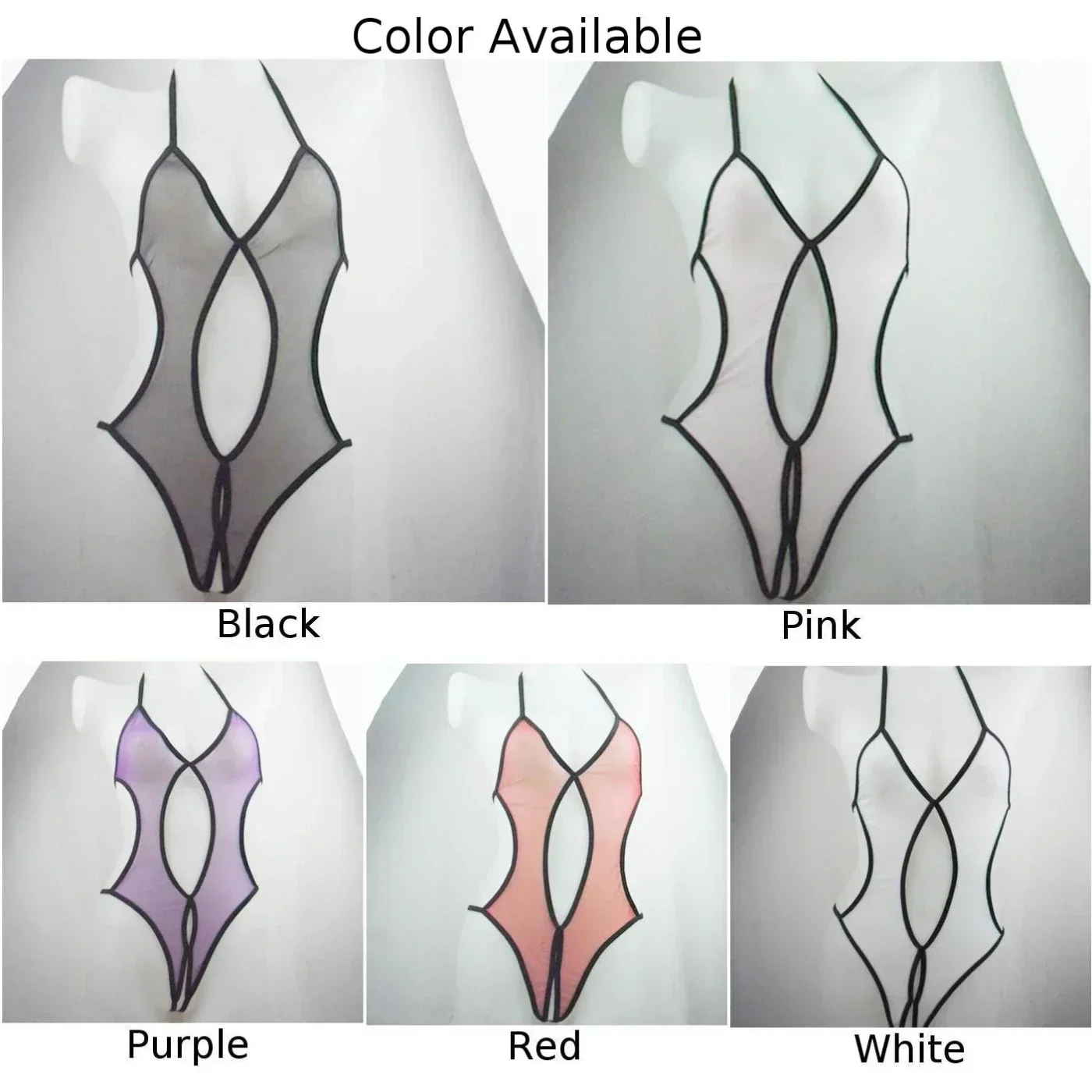 بدلة جسم نسائية بدون فتحة شبكية ، ملابس داخلية برقبة رقبة ، بيكيني ، ملابس قصيرة جيدة التهوية ، سراويل داخلية مرنة ، ملابس داخلية مثيرة