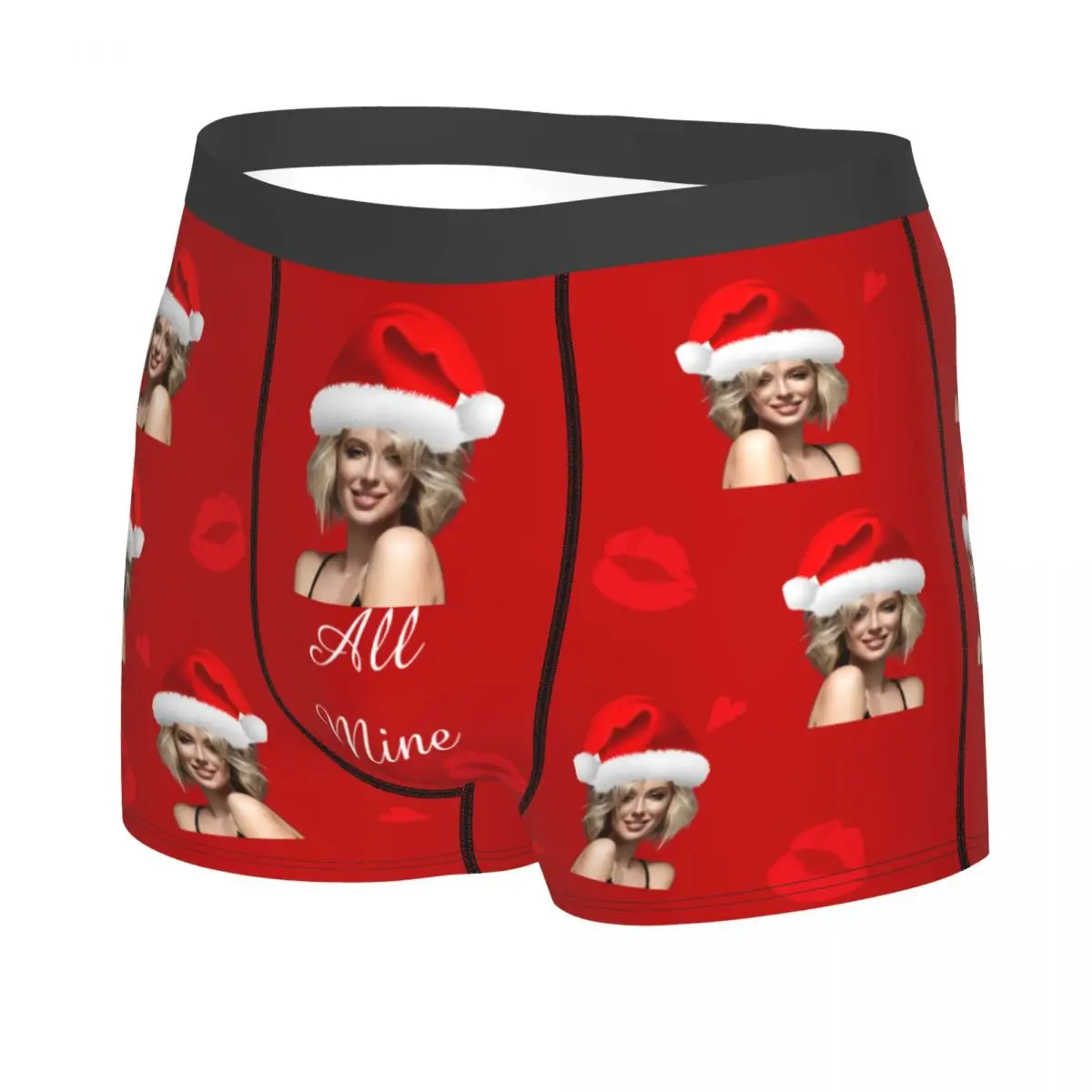 Man Christmas Gift Boxer Custom Personalized Face Photo Boxer Briefs Shorts Panties Underwear Humor Long Underpants