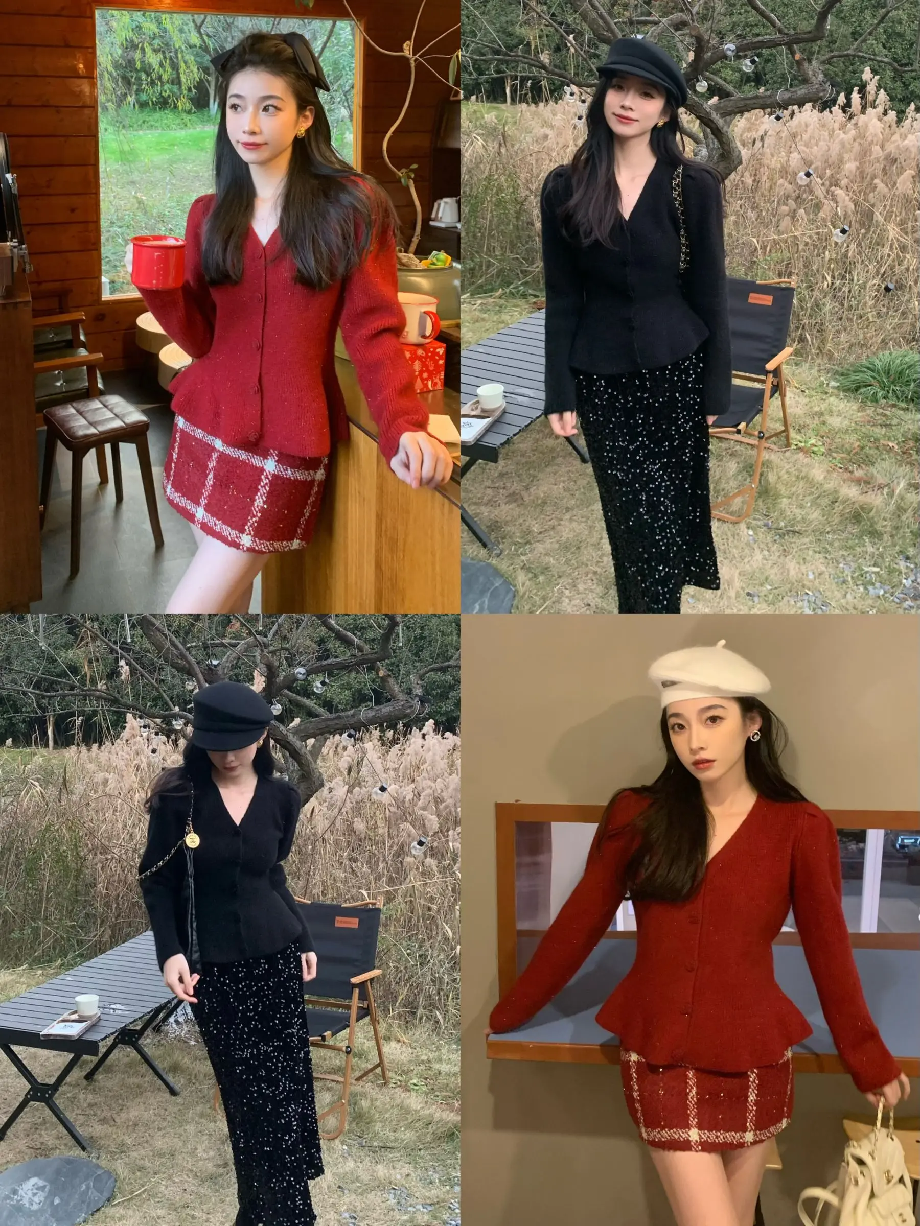 

Новый красно-черный шелковый свитер SIMONA с V-образным вырезом, укороченный, приталенный, с пышными рукавами, женская трикотажная одежда