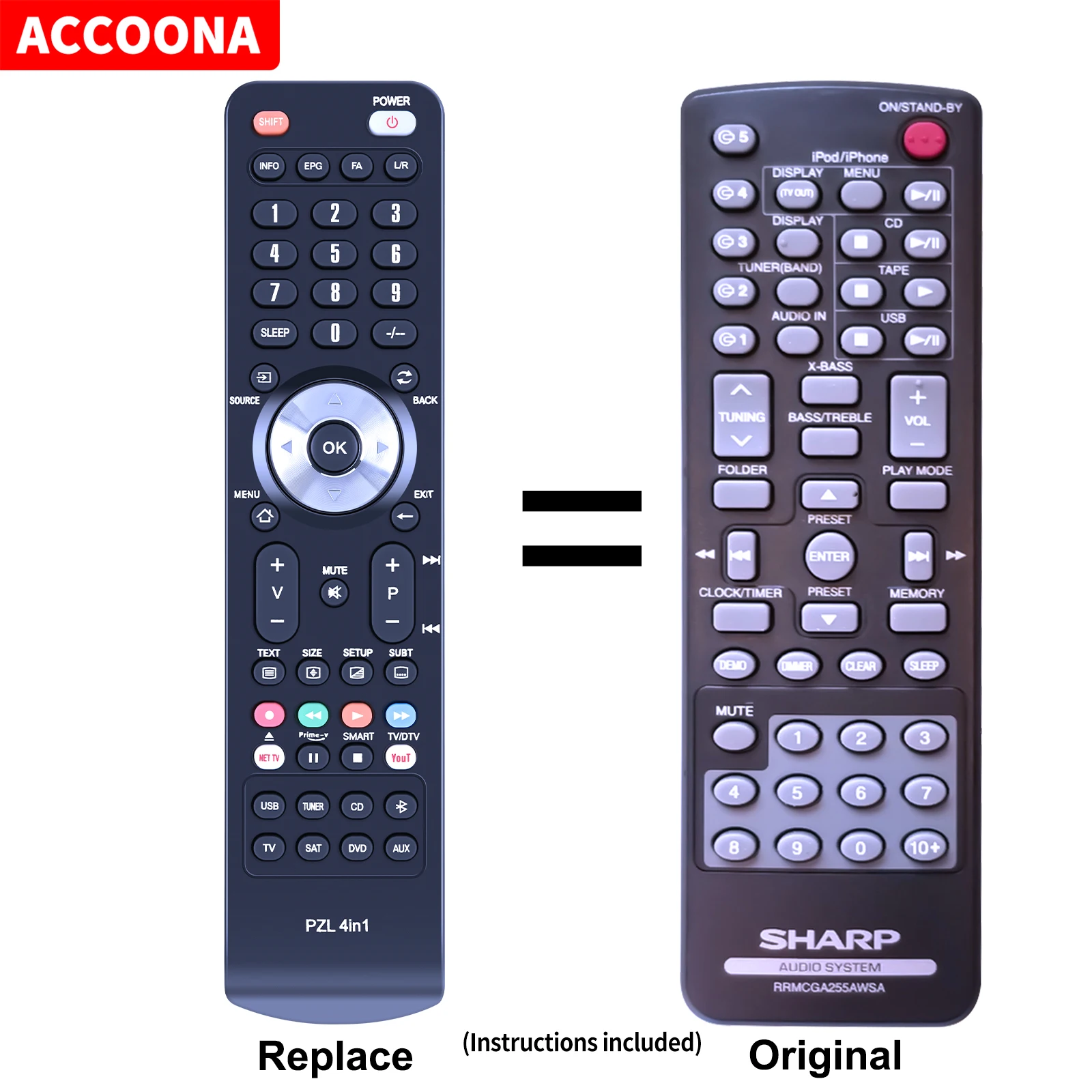 

Remote control RRMCGA255AWSA for SHARP CD-DH950P CD-DHS1050P