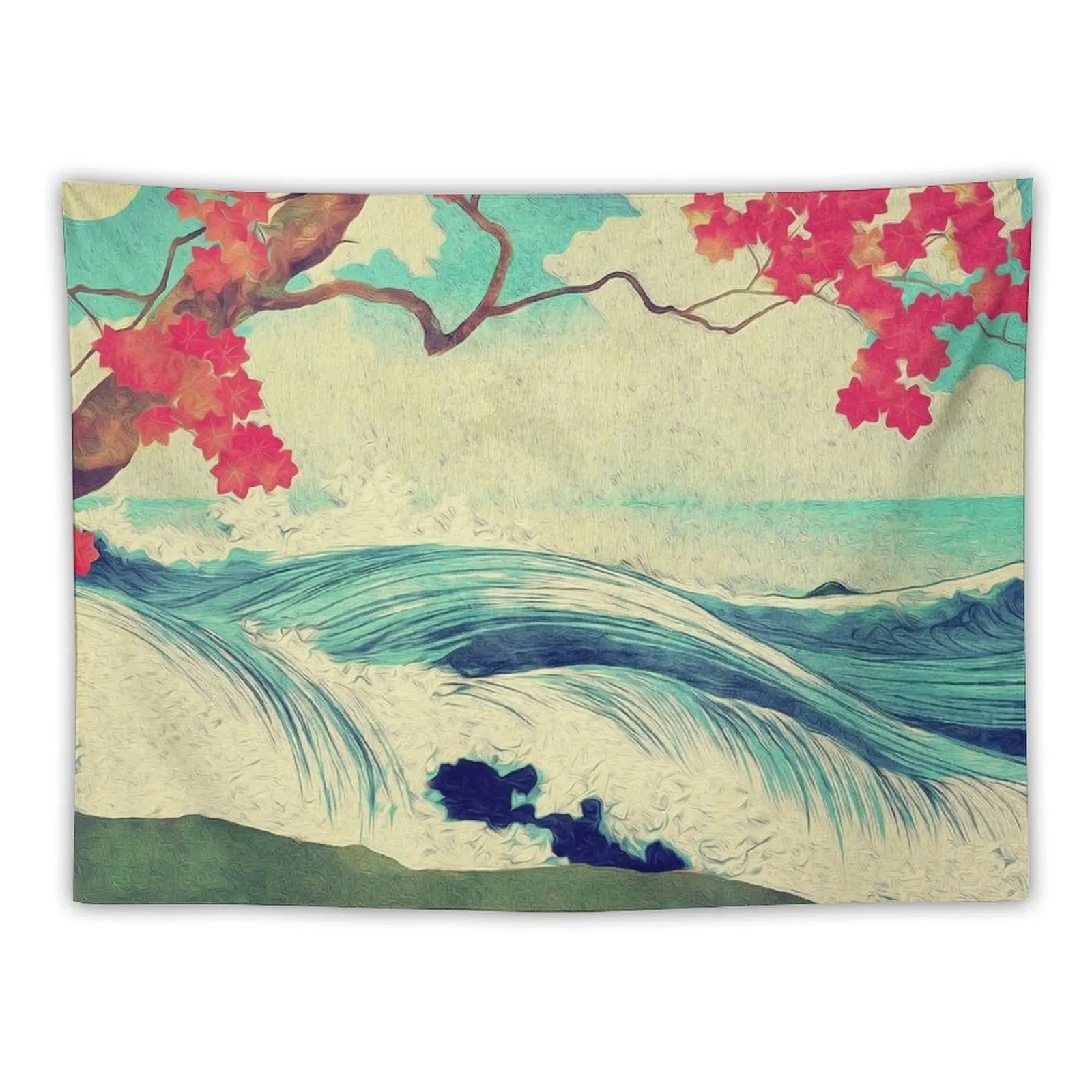 

Waking to the Wild and Beautiful Ocean of Dhin - Nature Landscape Tapestry Cute Decor Aesthetic Room Decors Wall Deco Tapestry