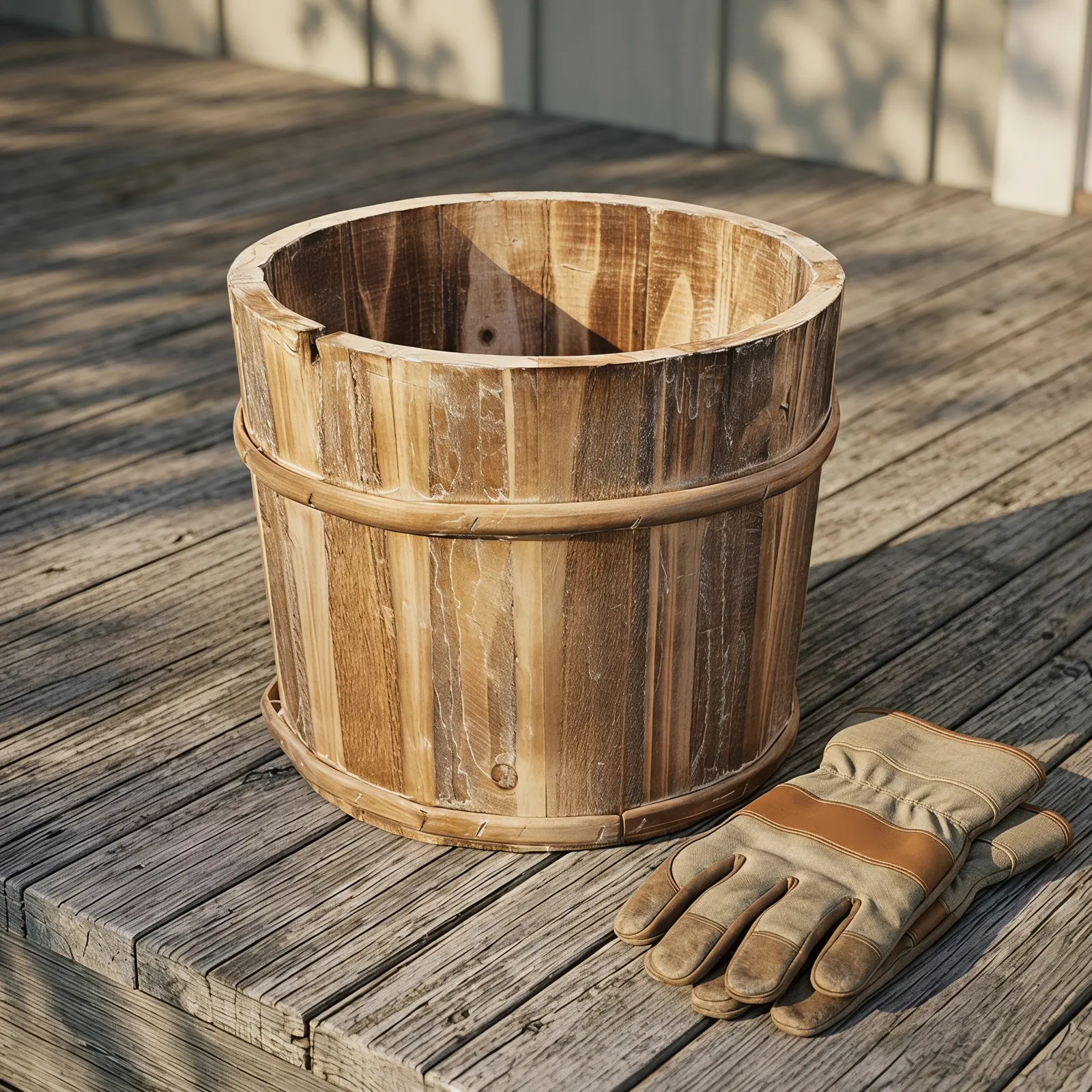 Wood Flower Pot Rustic Whiskey Barrel Planter Patio .5 Wooden Flower Vase Indoor Succulent Decorative Garden Pot