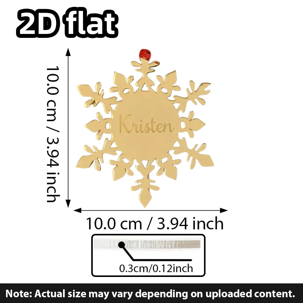 زخرفة ندفة الثلج الأكريليك المخصصة |   مرآة كريستال شكل الديكور |   اسم محفور شخصي معلق |   هدية فريدة من نوعها للعطلات
