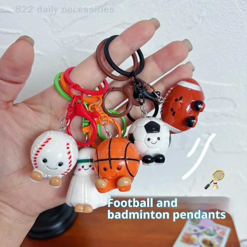 

Cute Cartoon Three-dimensional Football Badminton Keychain Kawaii Fun Creativity Couple Ornament Decoration Accessories Gifts
