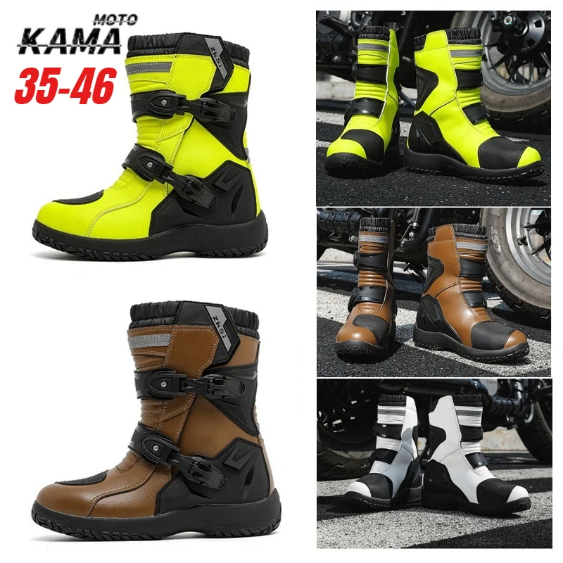 

Motorcycle Riding Boot Men‘s Mid-Calf Ankle Protective Shoes Moto Motorbike Equipment Motocross Racing Long Boots Botas Moto