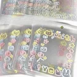 50pc Graffiti Kitten Self-adhesive Bag, Small Card Self Sealing Bag, Packaging Card Gift Bag, High Appearance OPP Bag
