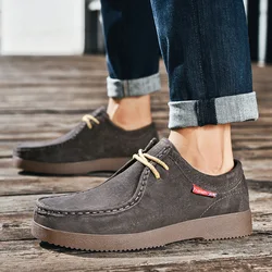 Autumn Men Casual Shoes Suede Leather Work Shoes Male Lace-up Flats Sneakers Platform British Business Party Dress Shoes 38-44