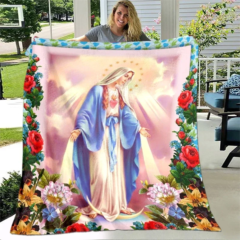 Jesus Virgin Mary Soft Throw Soft Plush Blanket, Flannel Blanket Throw Blanket for Living Room Bedroom Sofa Cover