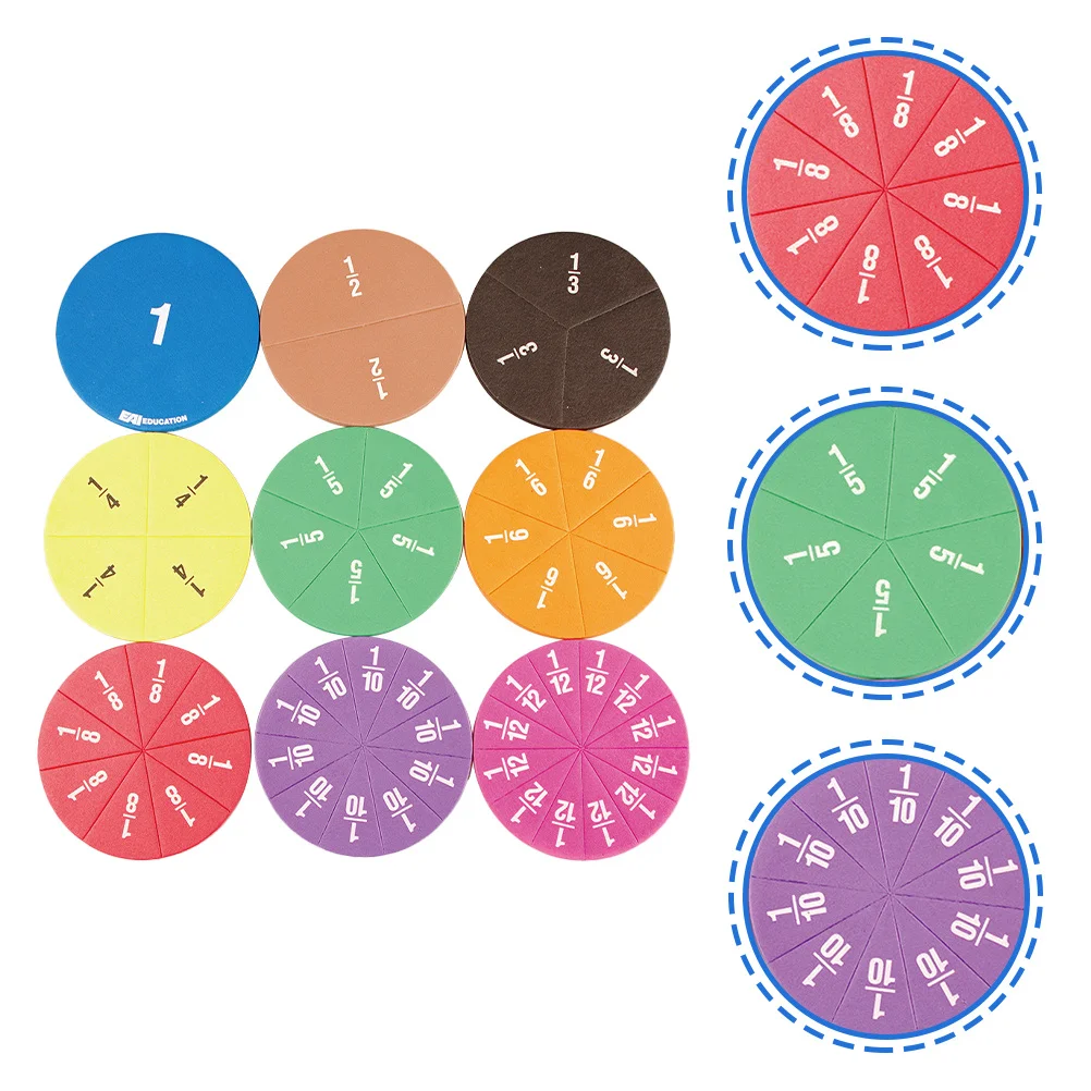 2Sets Math Fraction Circles Eva Material Antiscratch Lightweight Number Trays Cognitive Learning Tools School Home