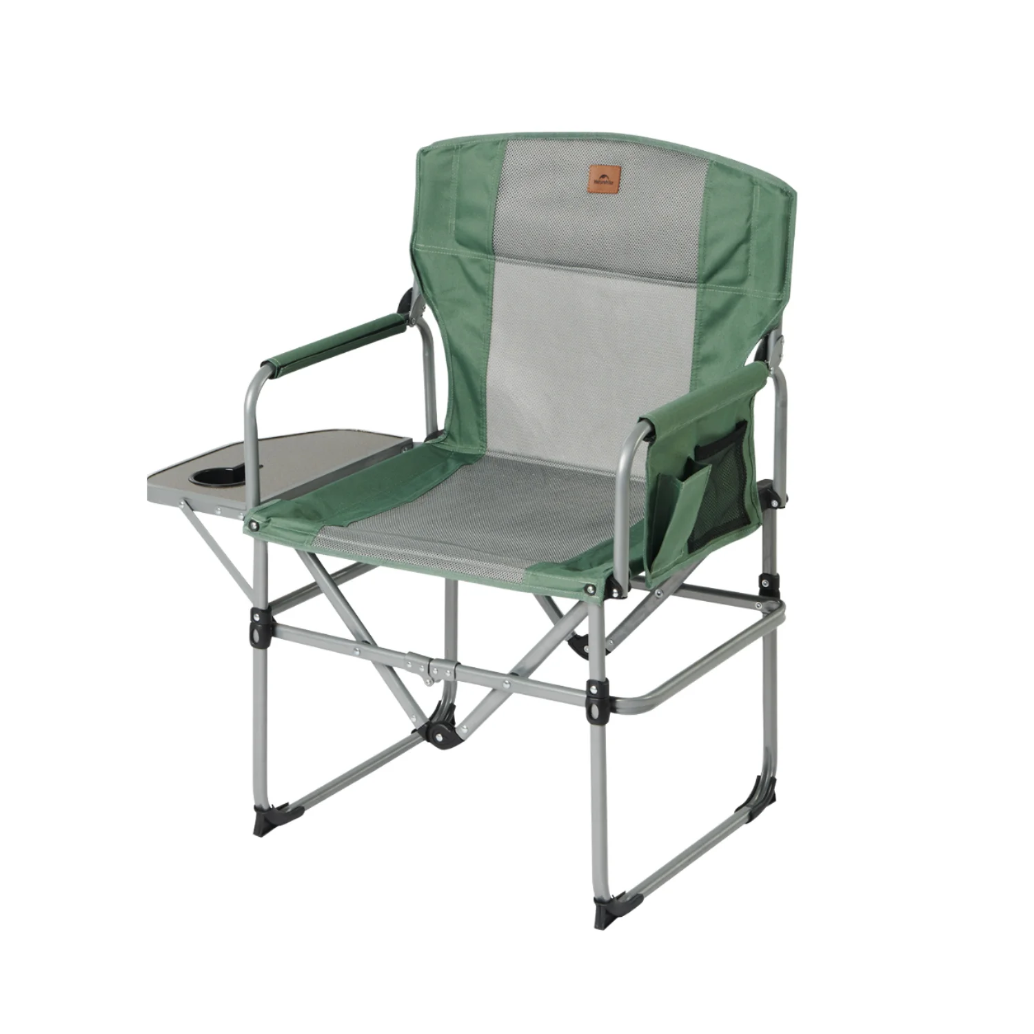 Foldable Metal Frame Outdoor Director Chair with Tabletop, Backrest, Suitable for Beach & Fishing