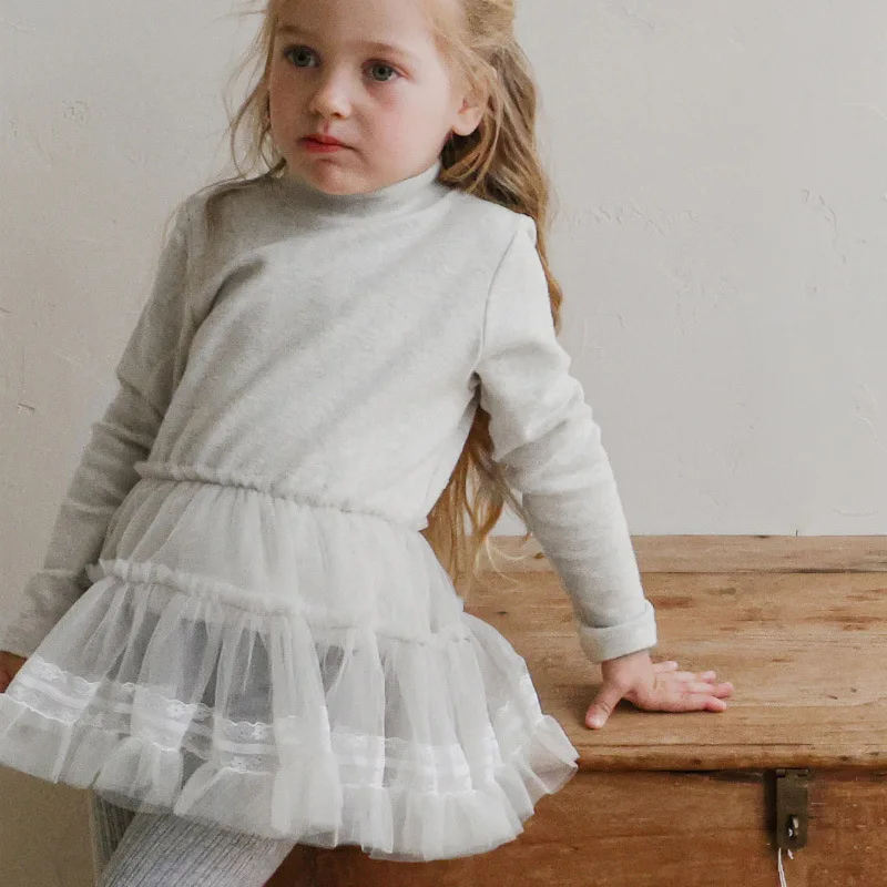 Girls Velvet Dress Winter New Style Strawberry Shan Korean Kids Girls Fashion Mesh Princess Dress Boutique Clothing
