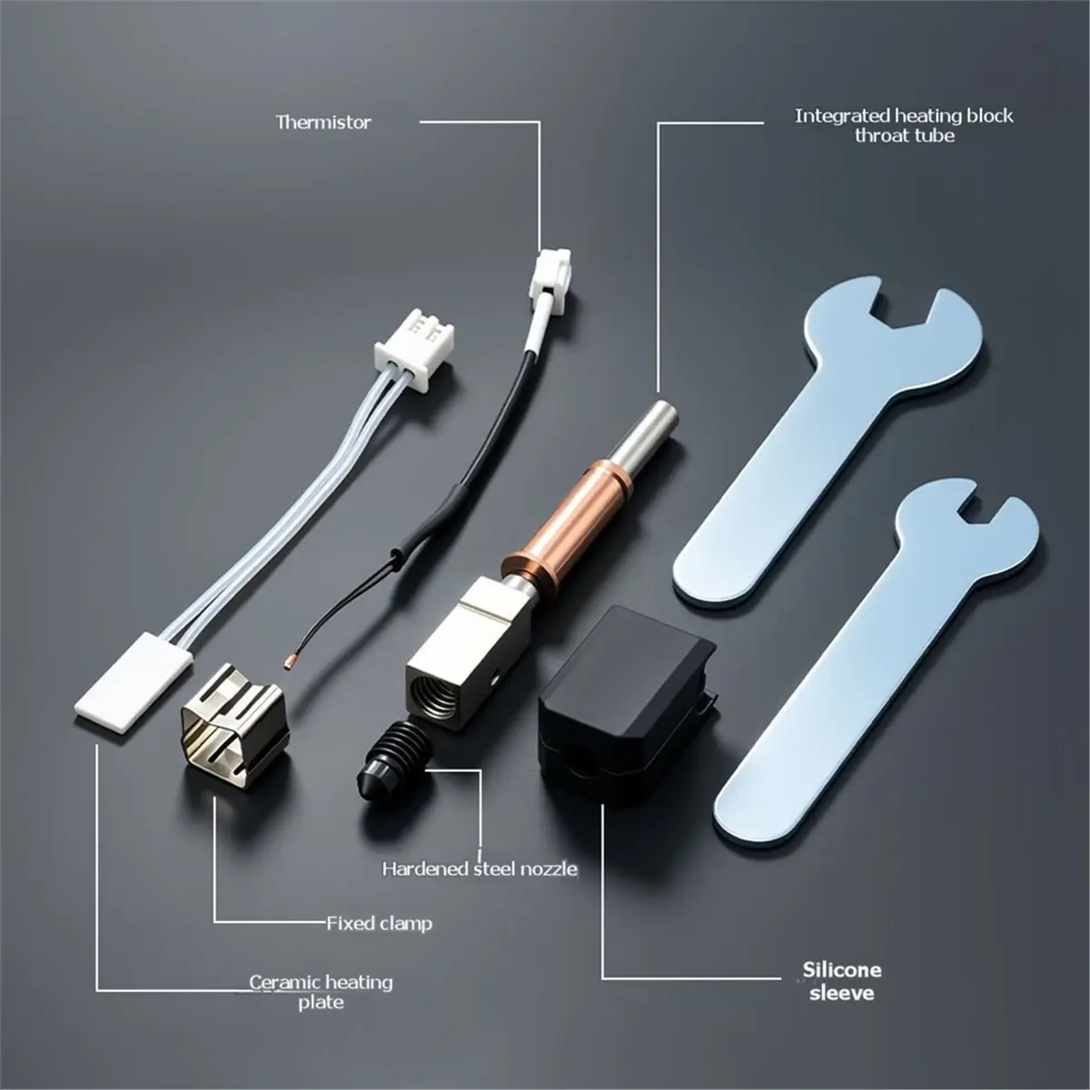 Upgrade Ceramic Hot End Kit for 3 Hardened Steel Extruder Head 60W 3D Printer Accessories 0.2MM