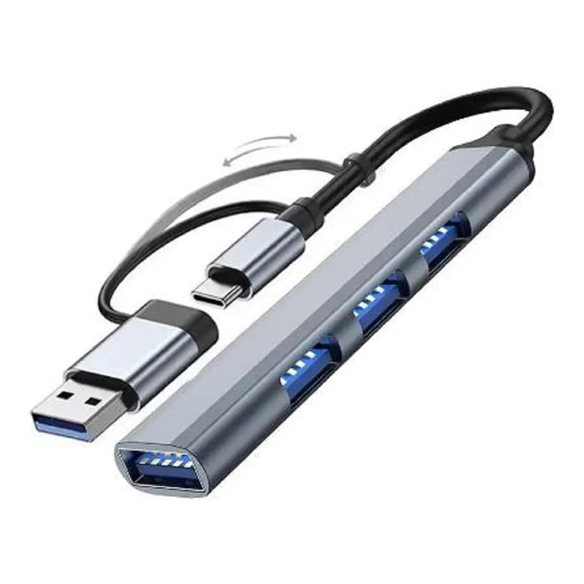 4 in 1 USB 3.0 Hub Type C to USB 3.0x1 + USB 2.0x3 Lightweight - 5Gbps Data Transfer for Windows for Notebooks,