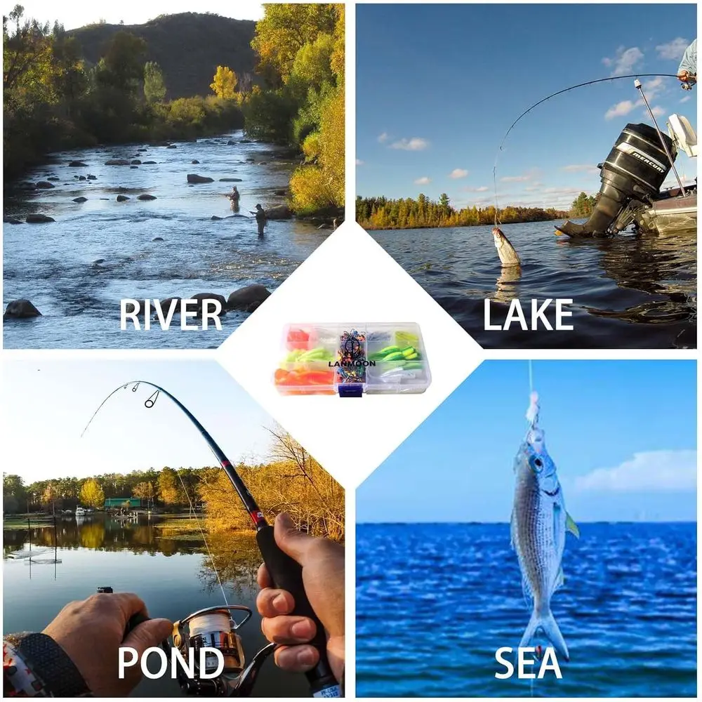 Kit da pesca Crappie da 135 pezzi: teste e ganci per esche morbide: ideale per trota, spigola, walleye, bluegill, pesce persico e pesce gatto