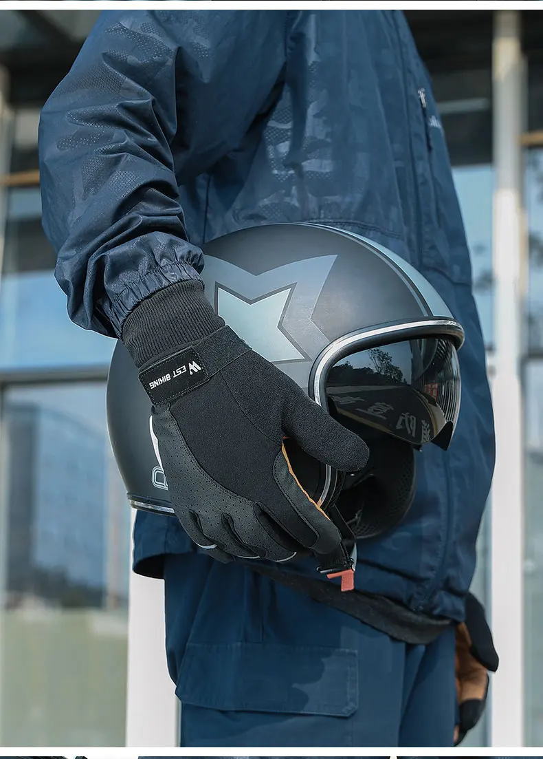 WEST BIKING Winter-Thermo-Fahrradhandschuhe für Herren, winddicht, mit Fleece, Touchscreen-fähig, aus PU-Leder, stoßdämpfend, mit SBR-Anti-Rutsch-Beschichtung, lange Manschetten. – Detail 16