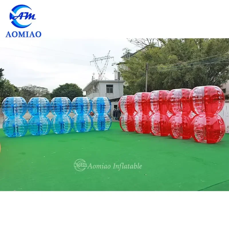 Cheap Half Red Blue Body Inflation Ball Suit Giant Human Hamster Ball Inflatable Bumper Bubble Ball Latex Suit