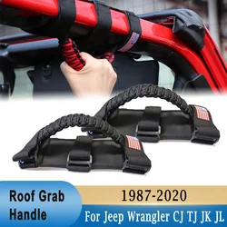 For Jeep Wrangler JK TJ JL CJ YJ 1987-2020 Roof Roll Bar Paracord Grab Handles Grip Handles for JT UTV ATV USA Flag Type
