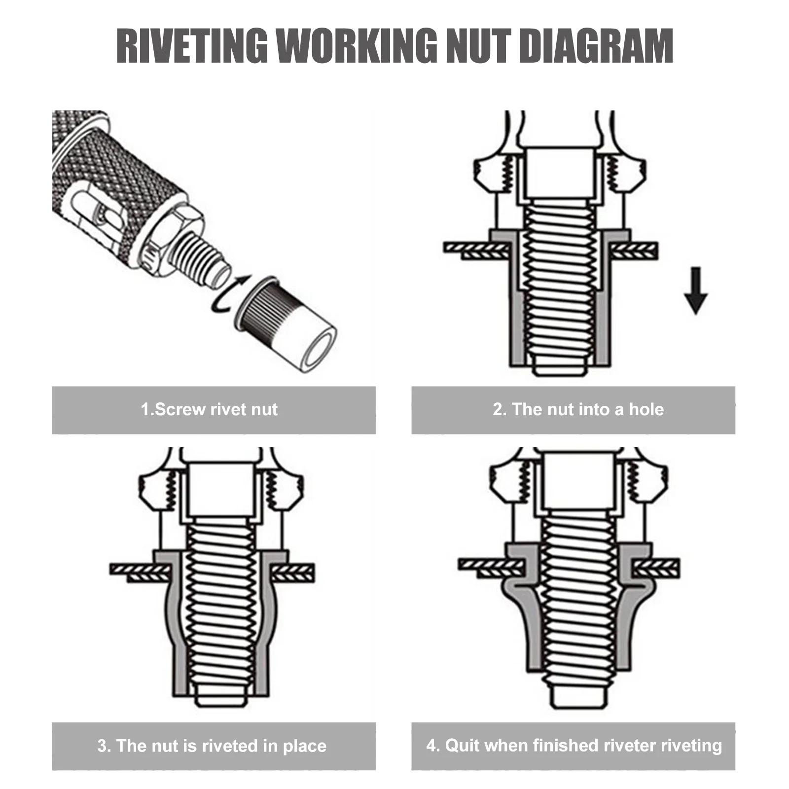 Rivet Nut Mandrel Nose Piece Steel Rivet Tip Spare Part for Auto Manufacturing Durable Replacement Riveter Tool