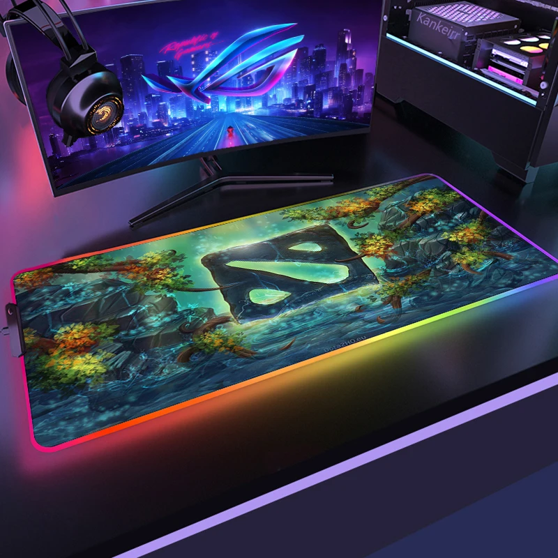 Dota2 Large RGB Mouse Pad Gaming Mousepad LED Lighting Mouse Mat Gamer Mousepads PC Desk Pads RGB Keyboard Mats Carpet 1000x500