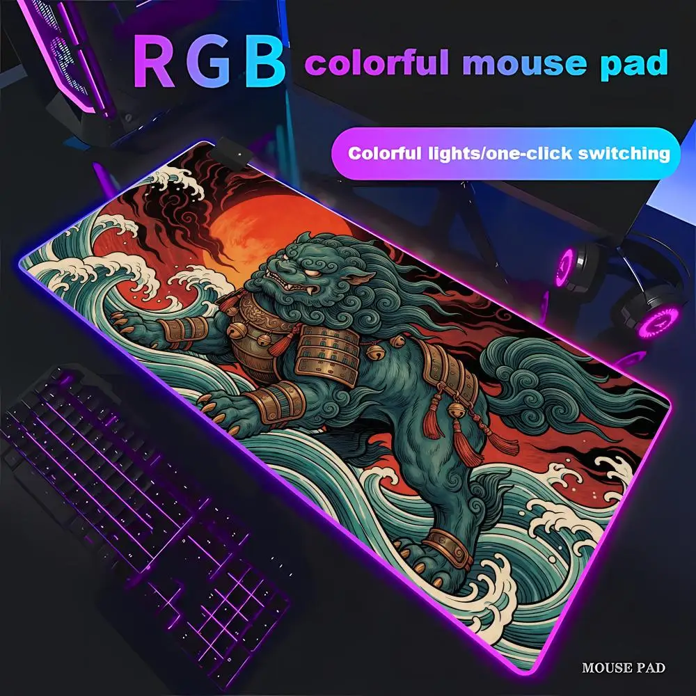 

HYBXAXC E-sports Tiger Cute Waterproof Mouse Pad office Desk Keyboard Console Pad RGB Pad HD Gamer Large LED Light XXL Computer