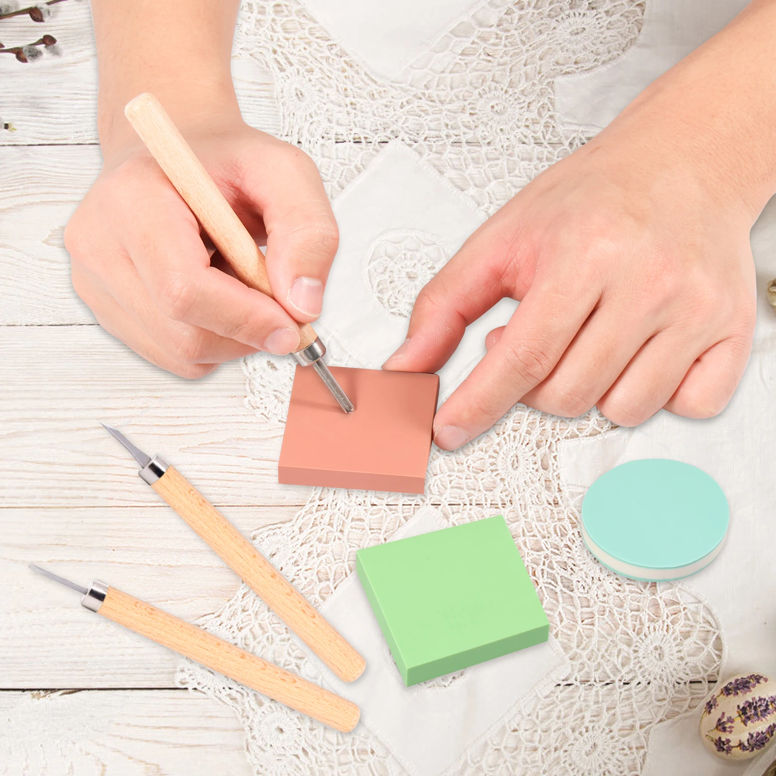 

23 Pcs Mixed Rubber Stamp Carving Blocks Set Carve Block Printing Carving Block Kit Rubber Carving Blocks with Carving Knives