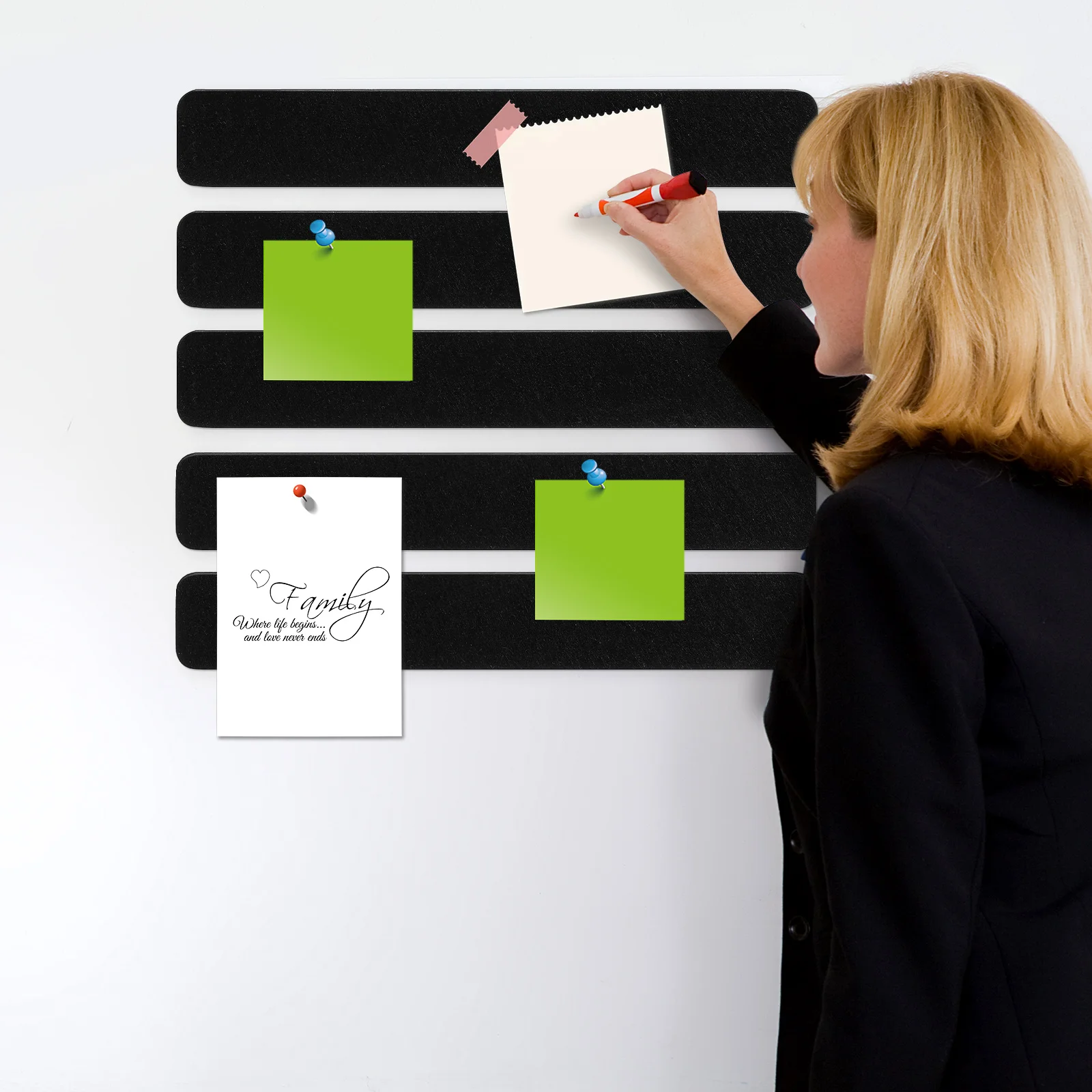 

5 Pcs Message Felt Display Board Notice Adhesive Bulletin Classroom Decorations Black Strips Office