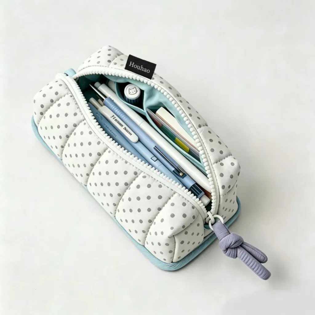 Quilted Cotton Pencil Case Large Capacity Pencil Case Zipper Pencil Case Multiple Color For Small Sundries Small Cosmetics