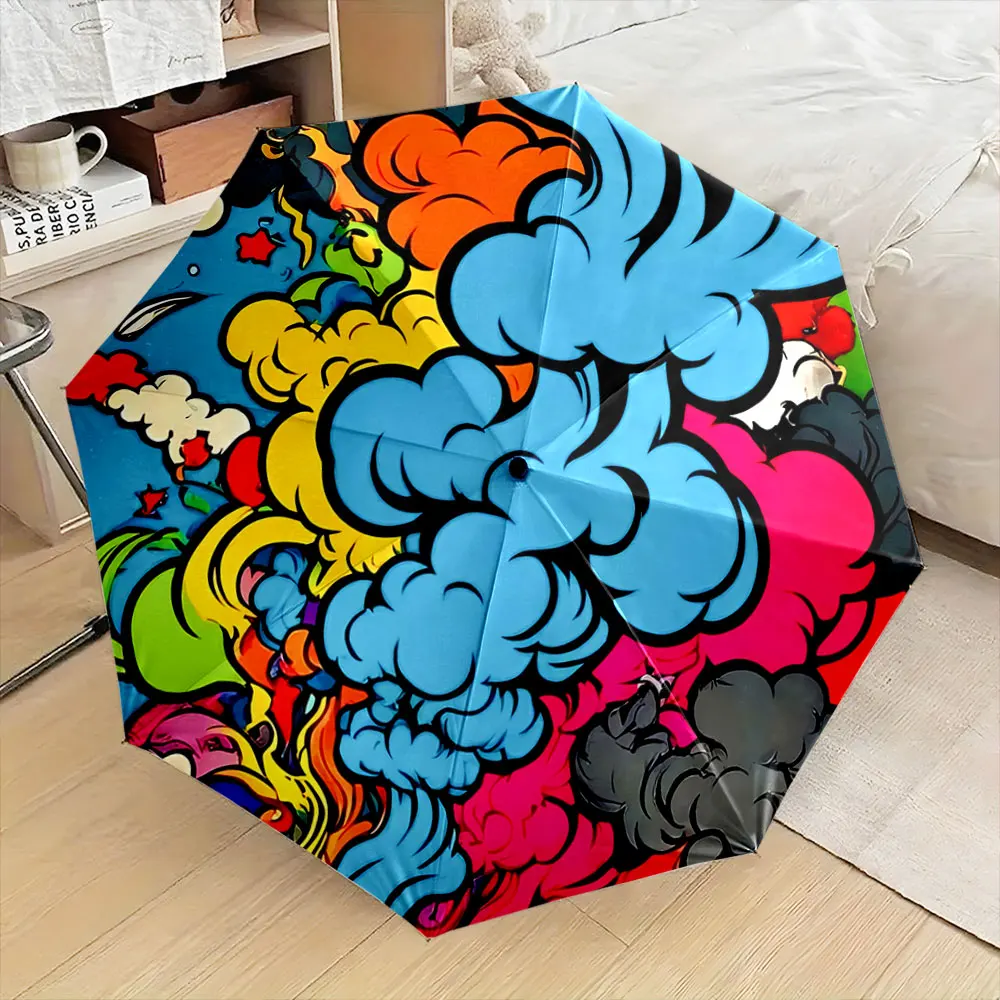 Colorful Abstract Pop Art Umbrella Design Compact Fashion Folding Umbrella for Daily Use, Christmas Gift