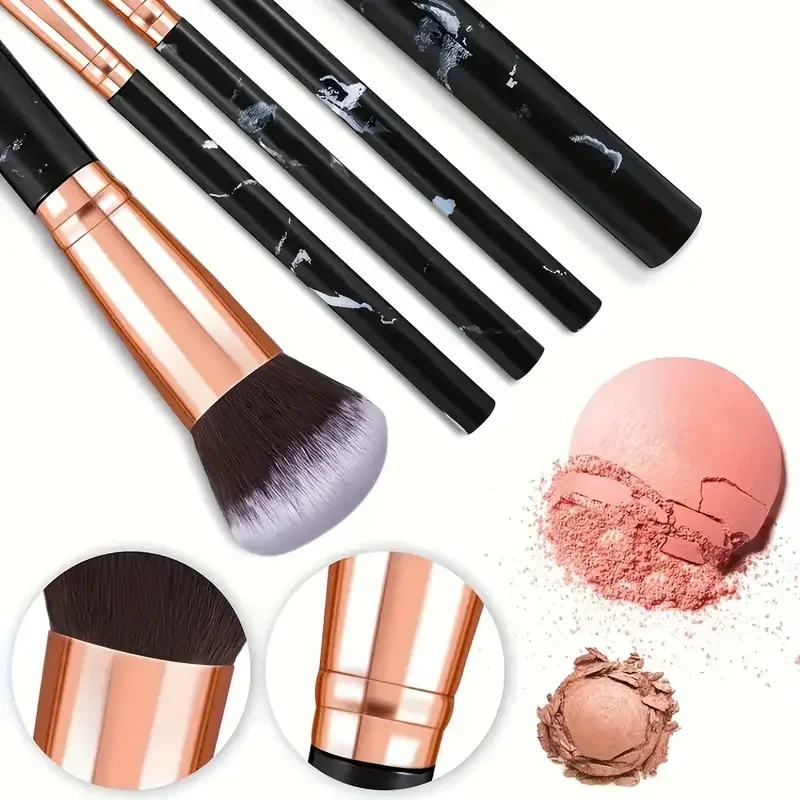 New 10pcs Makeup Brushes Set Foundation Blush Powder Eyeshadow Kabuki Blending Cosmetic Full Set Soft Fluffy Female Makeup Tools