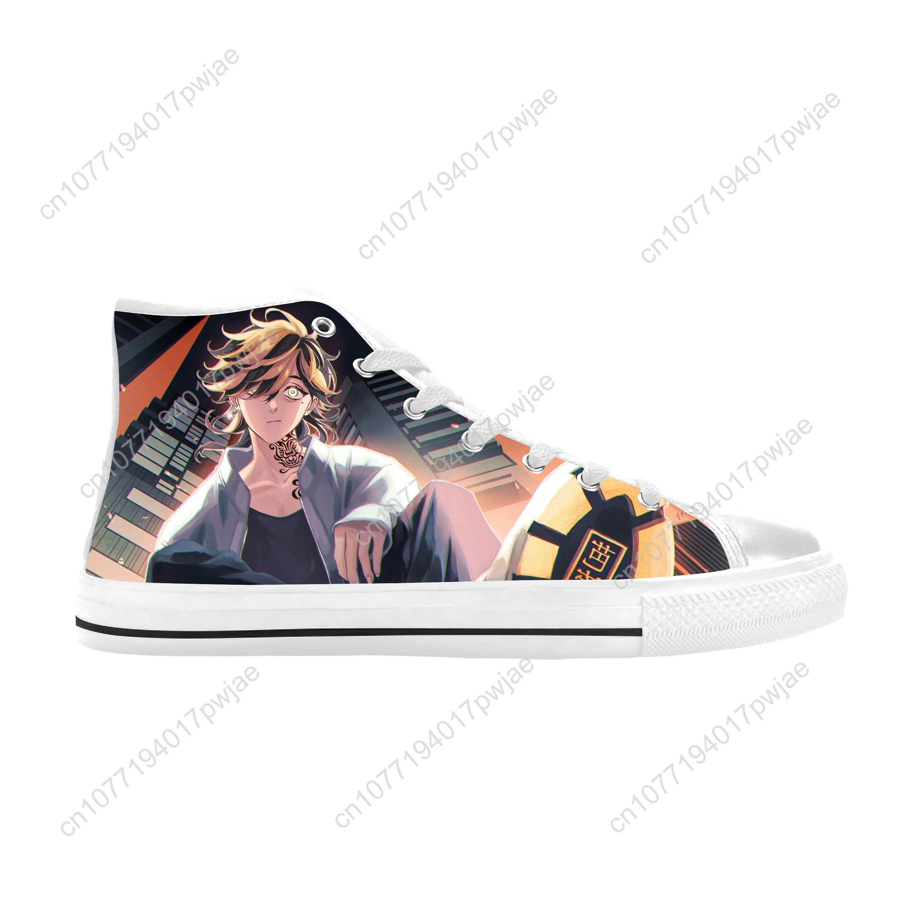 Japanse Anime Tokyo Revengers Hanemiya Kazutora Casual Stoffen Schoenen Hoge Top Comfortabele 3d Print Heren Dames Sneakers